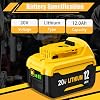 4 Paquetes 12000mAh Batería de Repuesto de Alta Capacidad para Batería Dewalt 20V Max | Compatible con Baterías de Litio Dewalt 20 Voltios Max DCB200 DCB201 DCB203 DCB204 DCB206 DCB207 DCB180 Series (Amarillo) 3