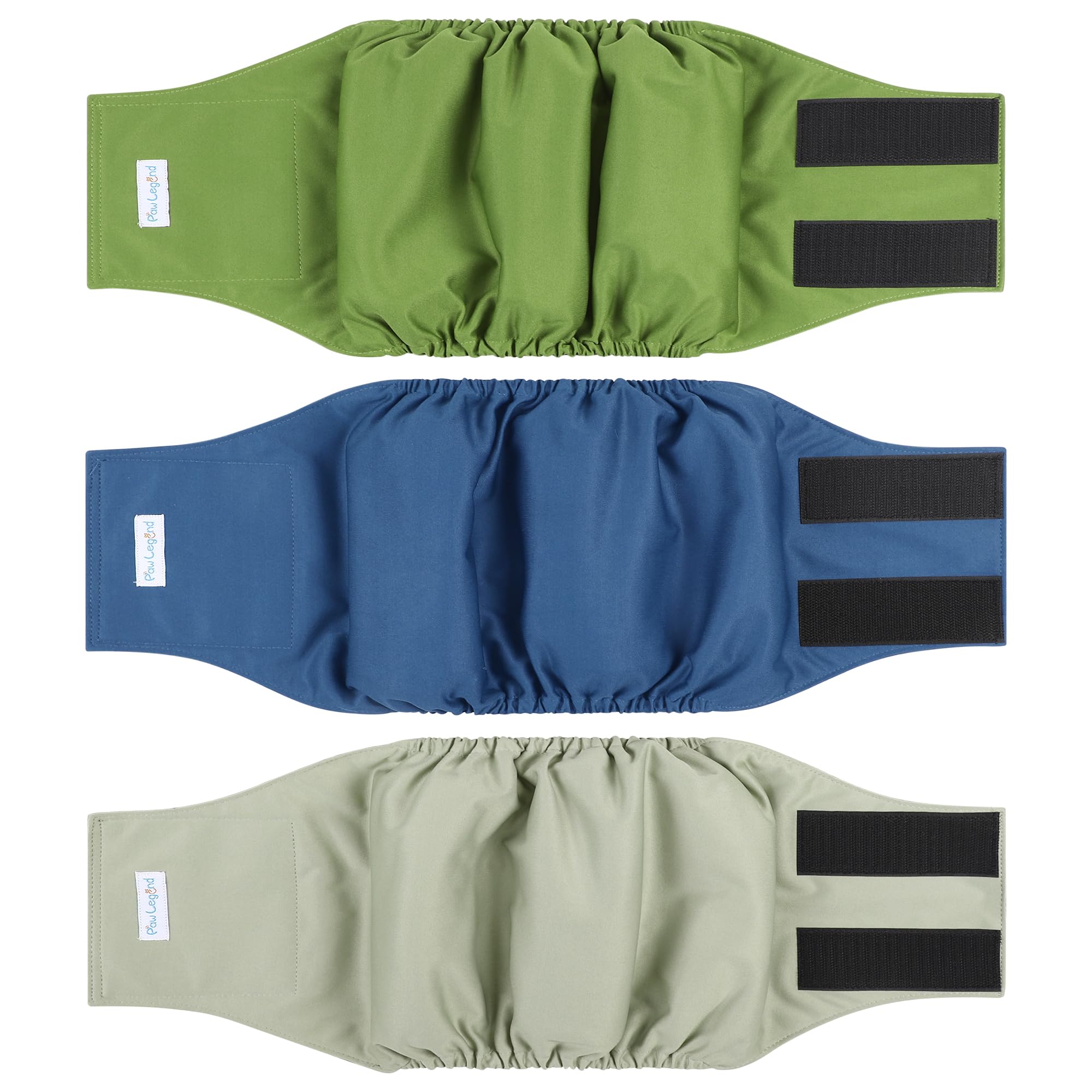 Paw Legend Washable Dog Belly Band Wrap Diapers for Male Dog | High Absorbing Puppy & Doggy Diapers Male (3 Pack,Army,Grey,Navy,Medium)