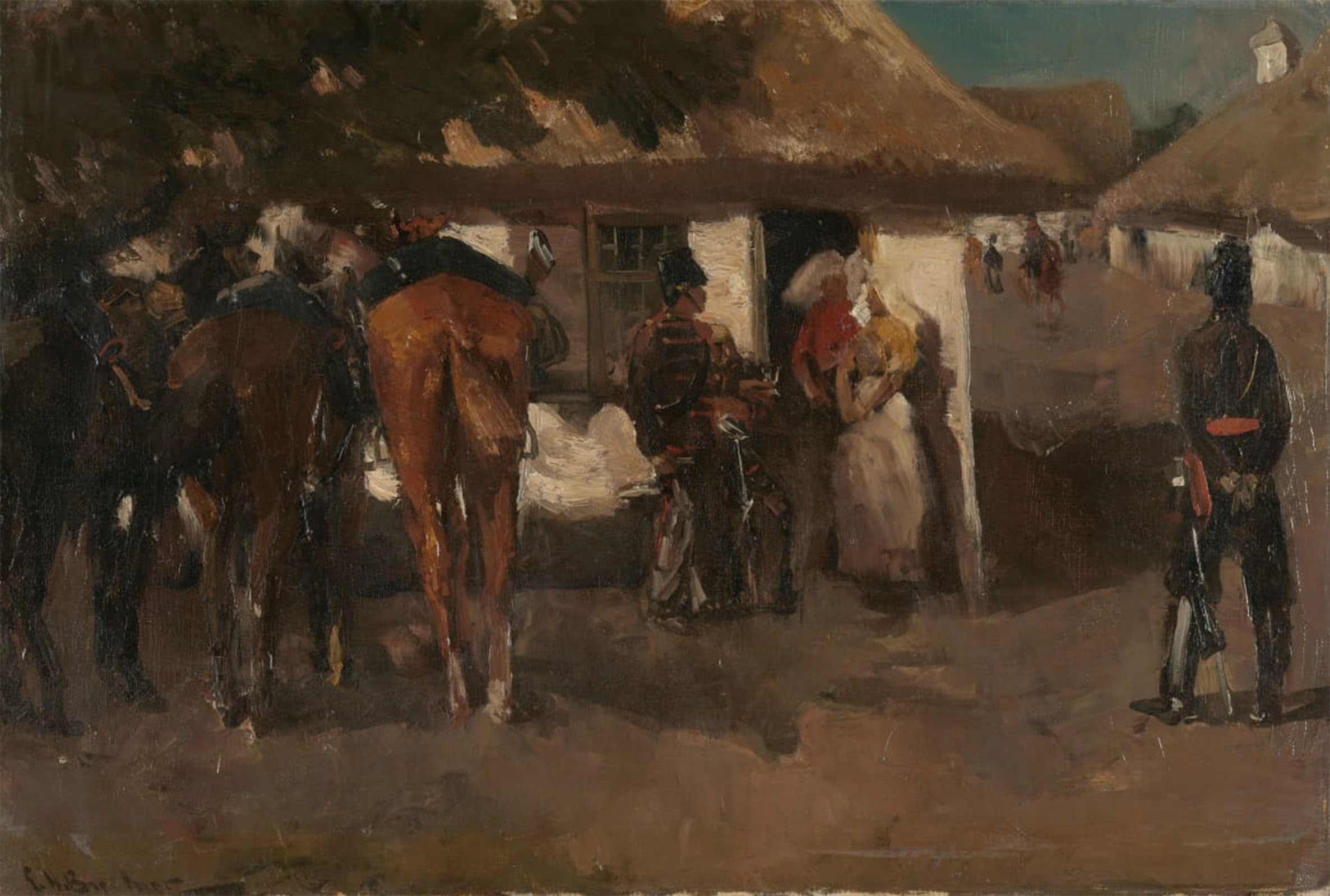 POSTERIIk Vintage Print Pop Art Landscape Artwork Billeting the Troops by George Hendrik Breitner Art Prints for Office Home Decor 60x90cm