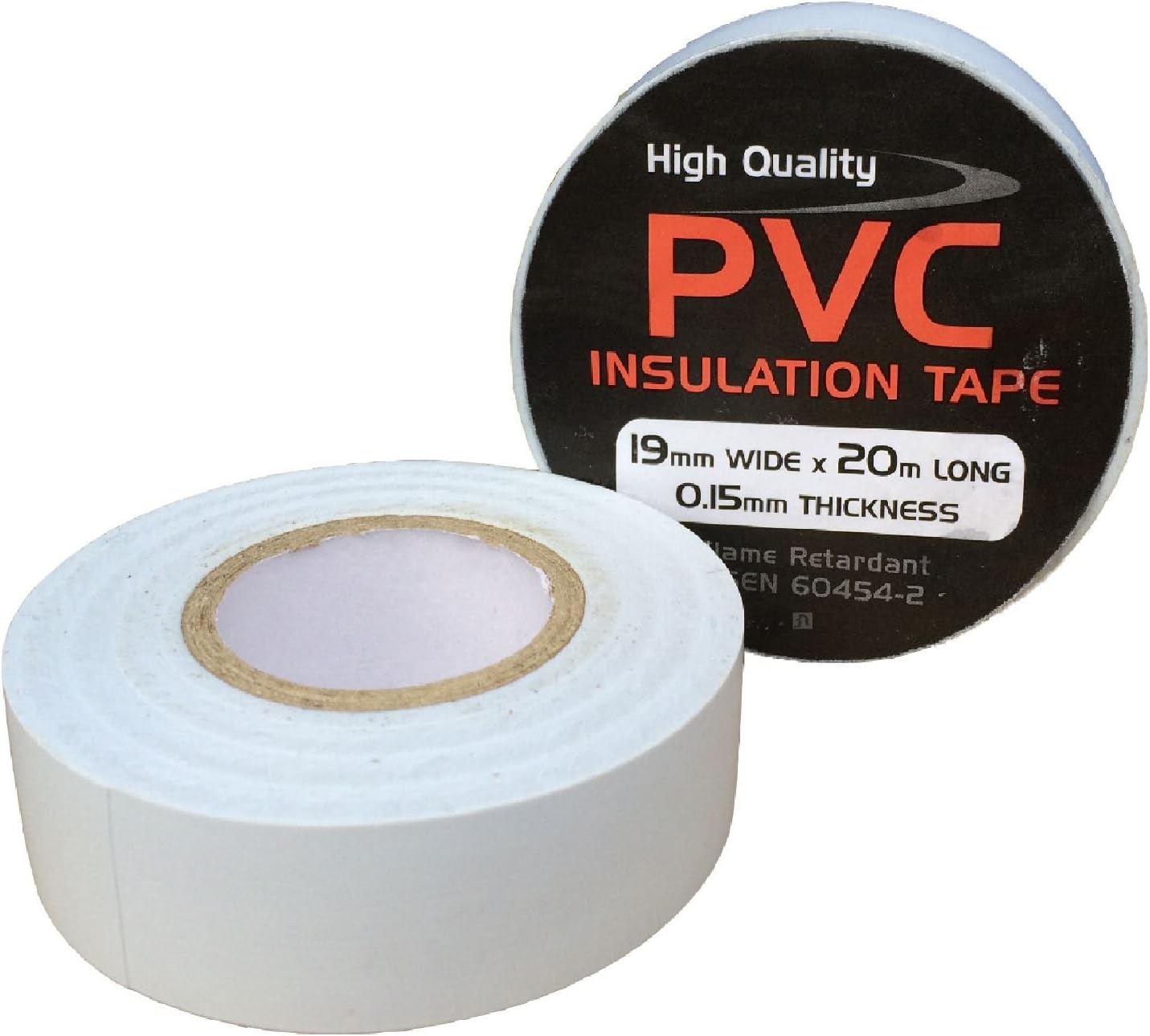 5 x White Electrical PVC Insulation Tape 19mm x 20 Metres, Flame Retardant