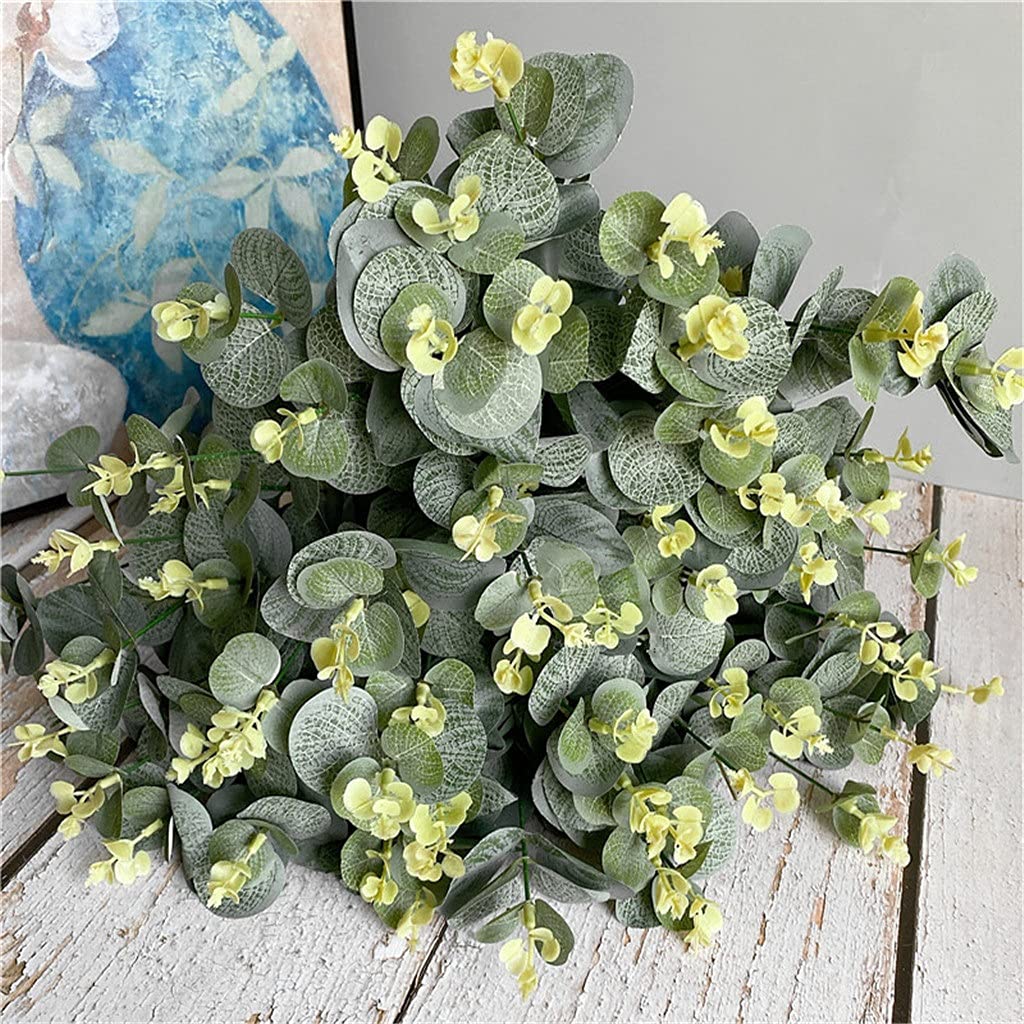 RWRAPS 16 teste di eucalipto bouquet rami di albero di seta foglie artificiali decorazione della casa fai da te disposizione dei fiori pianta ghirlanda di foglie finte