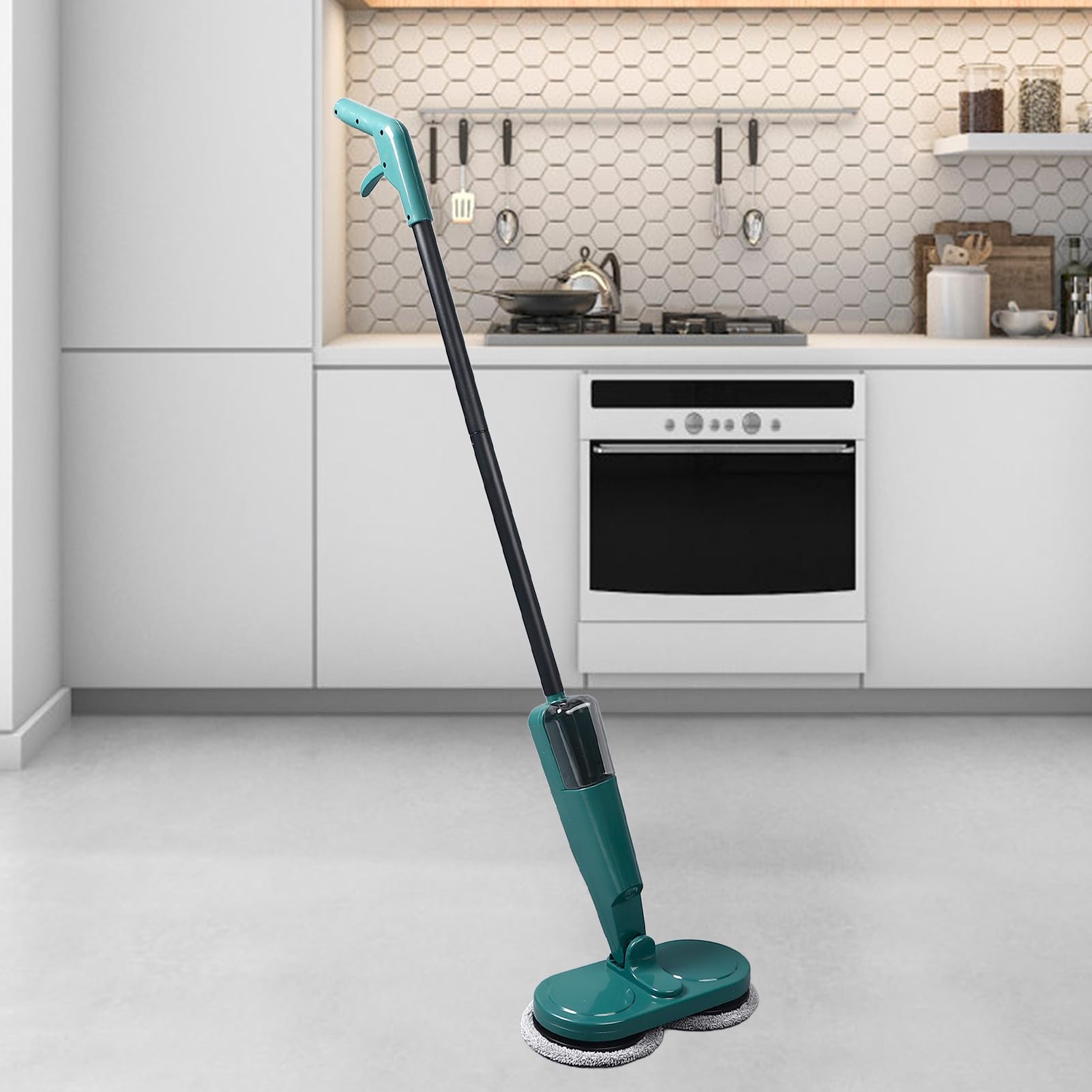 MOP Eléctrico y Trapeador Eléctrico Inalámbrico para Pisos de Madera Dura, Baldosas y Mármol, Recargable con Rociador de Agua para una Limpieza sin Esfuerzo