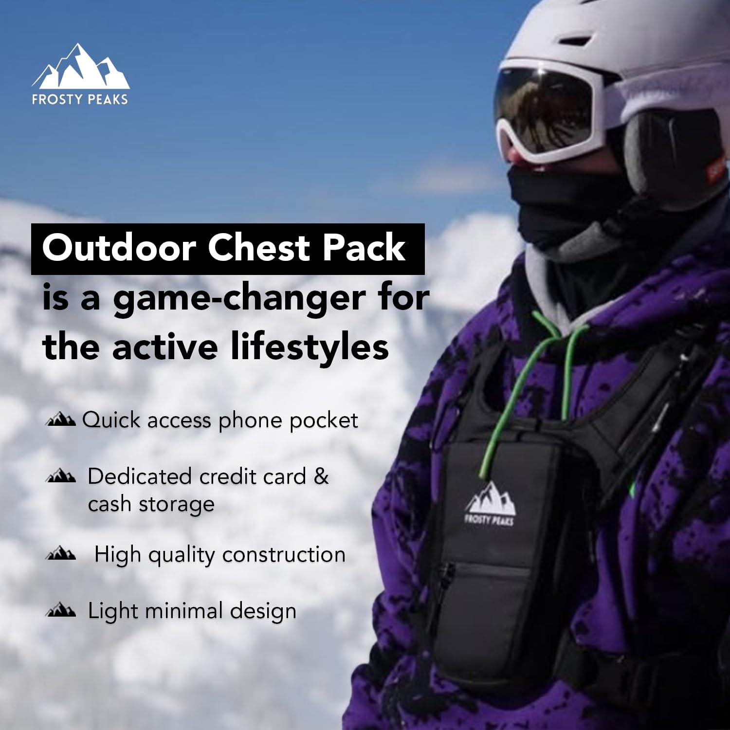 Minimalist Chest Rig, Outdoor, Chest Pack with Easy-Access Phone Pouch, Dual-Side Pockets, (Black) - Image 5