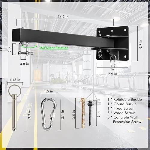 Miniatura 7 de Soporte de pared para bolsas pesadas, soporte para saco de boxeo resistente, soporte de pared ajustable para bolsa de boxeo resistente para el hogar