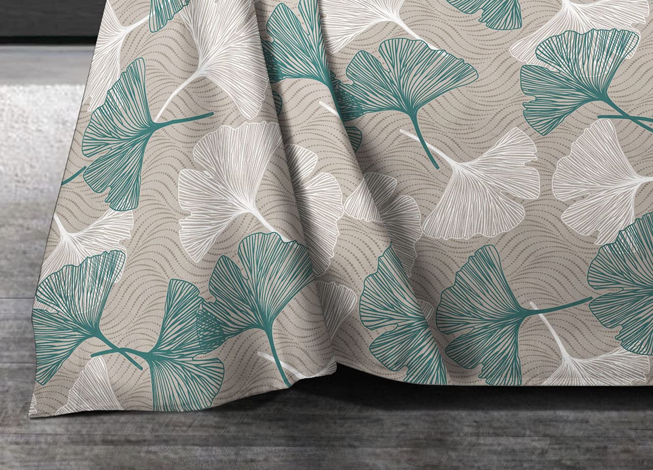 BIANCHERIAWEB Telo Arredo Granfoulard Copritutto Salvadivano 100% Cotone Dis. Ginko Foglie Matrimoniale Verde