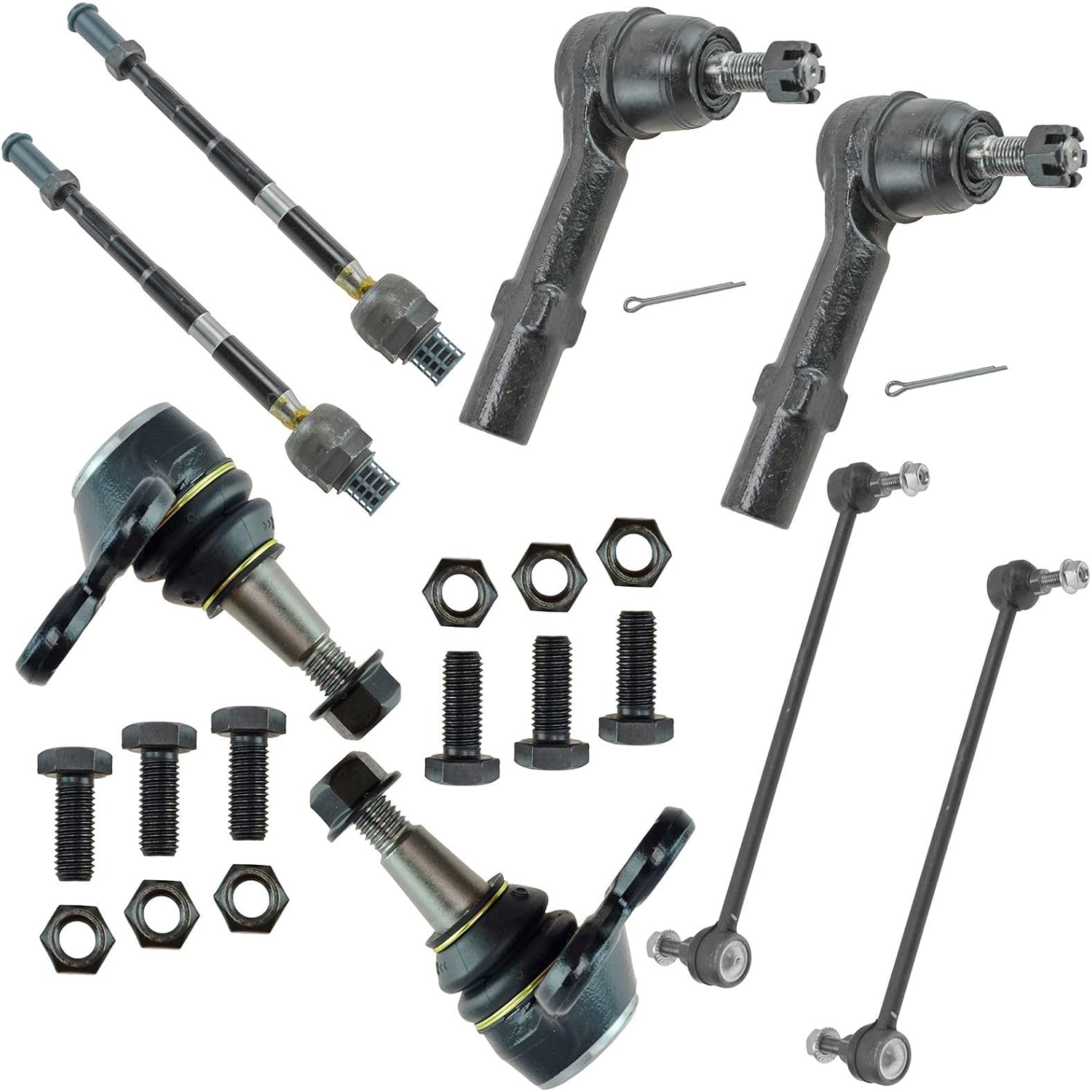 TRQ Front Steering & Suspension Kit Ball Joint Sway Bar Stabilizer Link Tie Rod Compatible with Buick Chevrolet GMC Saturn