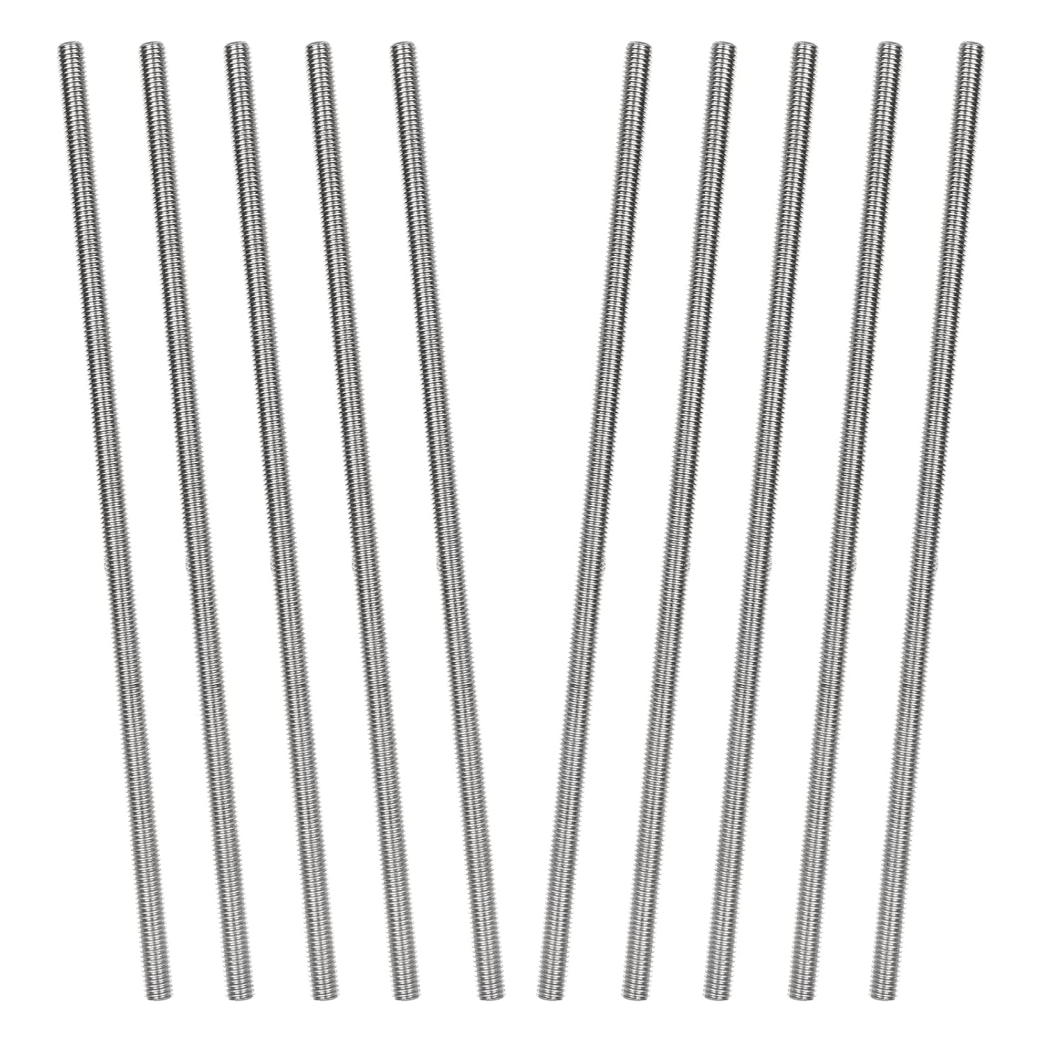10Pcs M8 x 250mm 304 Stainless Steel Fully Threaded Rods, Threaded Rods Bar Studs, Right Hand Thread Long Threaded Screw, M8-1.25 Thread Pitch, Fits for Anchor Bolts, Hangers, U-Bolts (5/16" x 10")