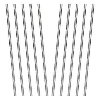 10Pcs M8 x 250mm 304 Stainless Steel Fully Threaded Rods, Threaded Rods Bar Studs, Right Hand Thread Long Threaded Screw, M8-1.25 Thread Pitch, Fits for Anchor Bolts, Hangers, U-Bolts 5/16" x 10"