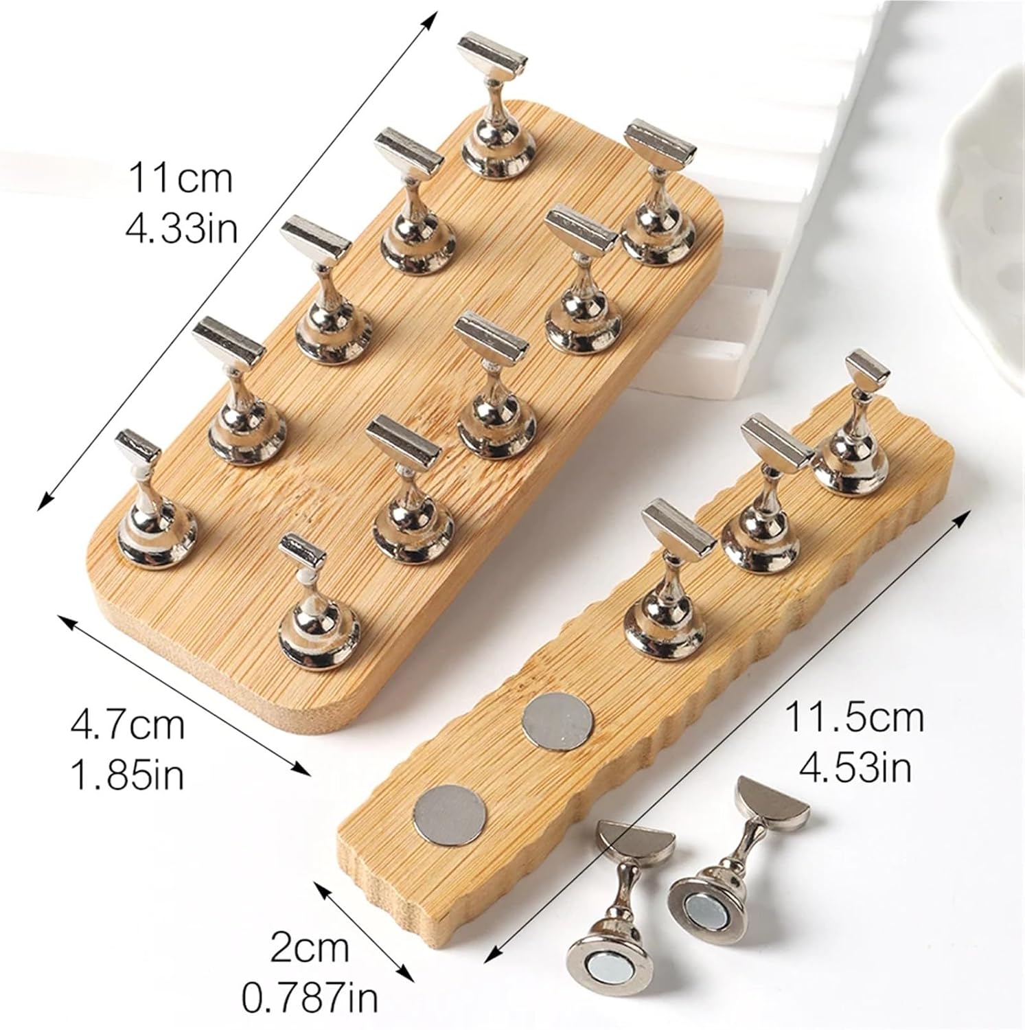 2sets Strong Magnetic Nail Tips Holder Practice Display Nail Fake Nail Display Stand Set Holders Manicure(G-517-01)