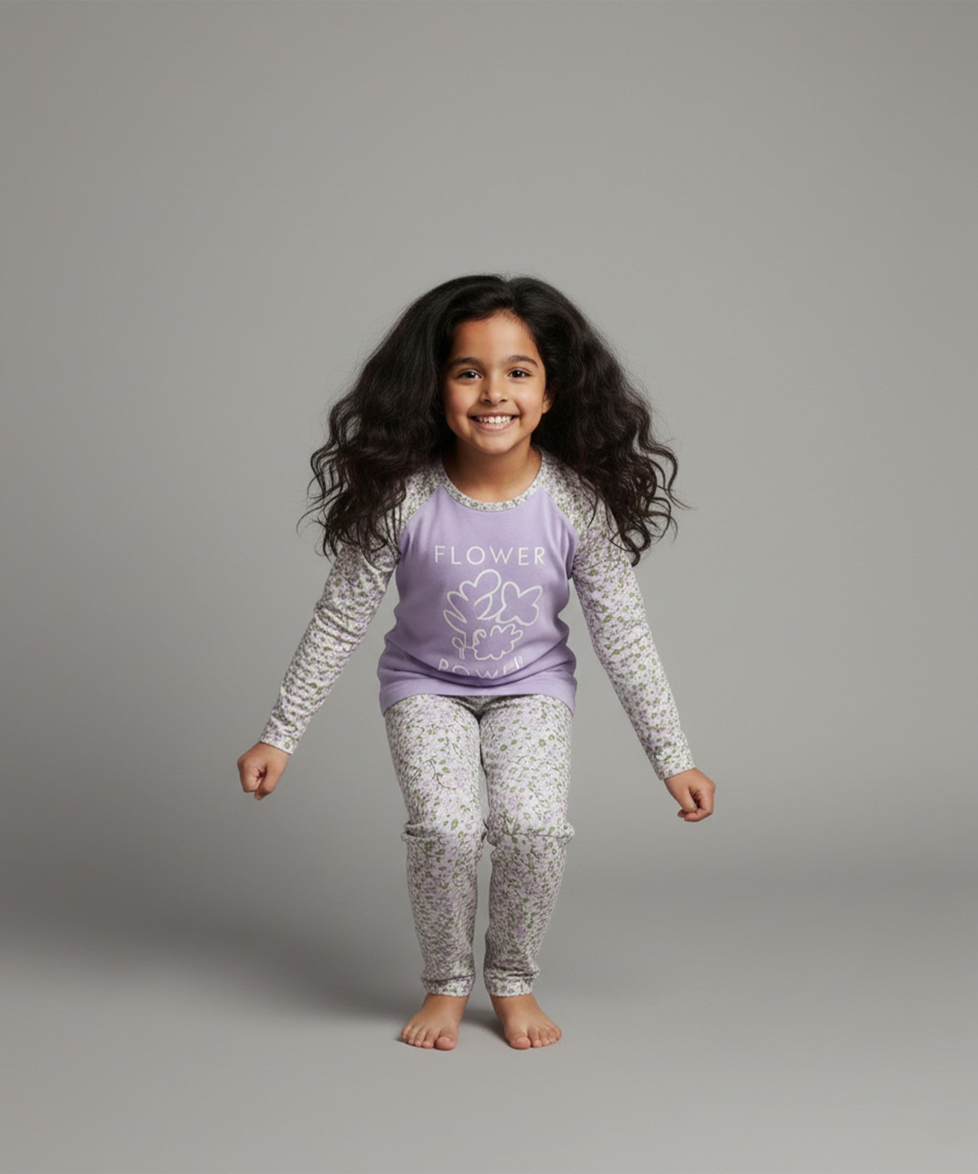KYDA KIDS® T-shirt a maniche lunghe in 100% cotone raglan e pantaloni a gamba larga, set coordinato traspirante di alta qualità, elegante abbigliamento casual per ragazze, confezione da 1