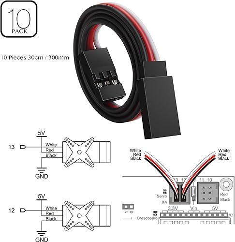 Miniatura 4 de VIMVIP Cable de extensión servo macho a hembra de 11.8 in para tablero de control KK MWC Eagle (paquete de 10 unidades)