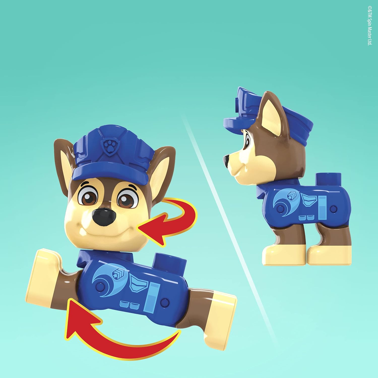 Mattel Mega Bloks PAW Patrol Chase's City Police Cruiser, 1 Poseable Chase Figure, 30 Mini Building Blocks - Image 5