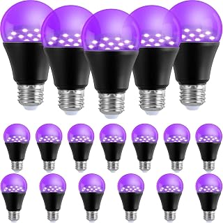 Estune 18 Pcs 12W Black Light Bulbs A19 E26 75W Equivalent LED Blacklight Bulb Glow in The Dark Black Light for Glow Halloween Party, Blacklights Party, Fluorescent Poster, Club, Bar