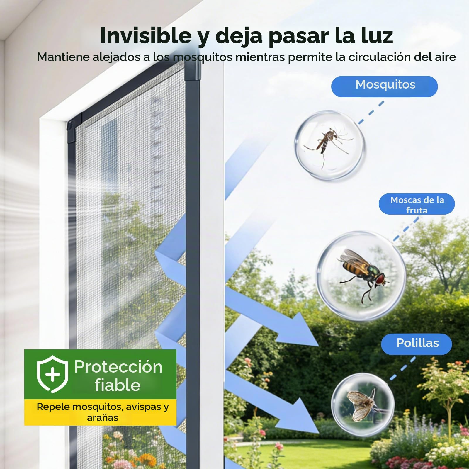 auvstar Mosquitera para Ventana con Cierre Magnético 150x200cm Recortable | Sin Perforaciones,Reutilizable,Tela Mosquitera,Para Sala de Estar,Dormitorio,Patio,Balcón