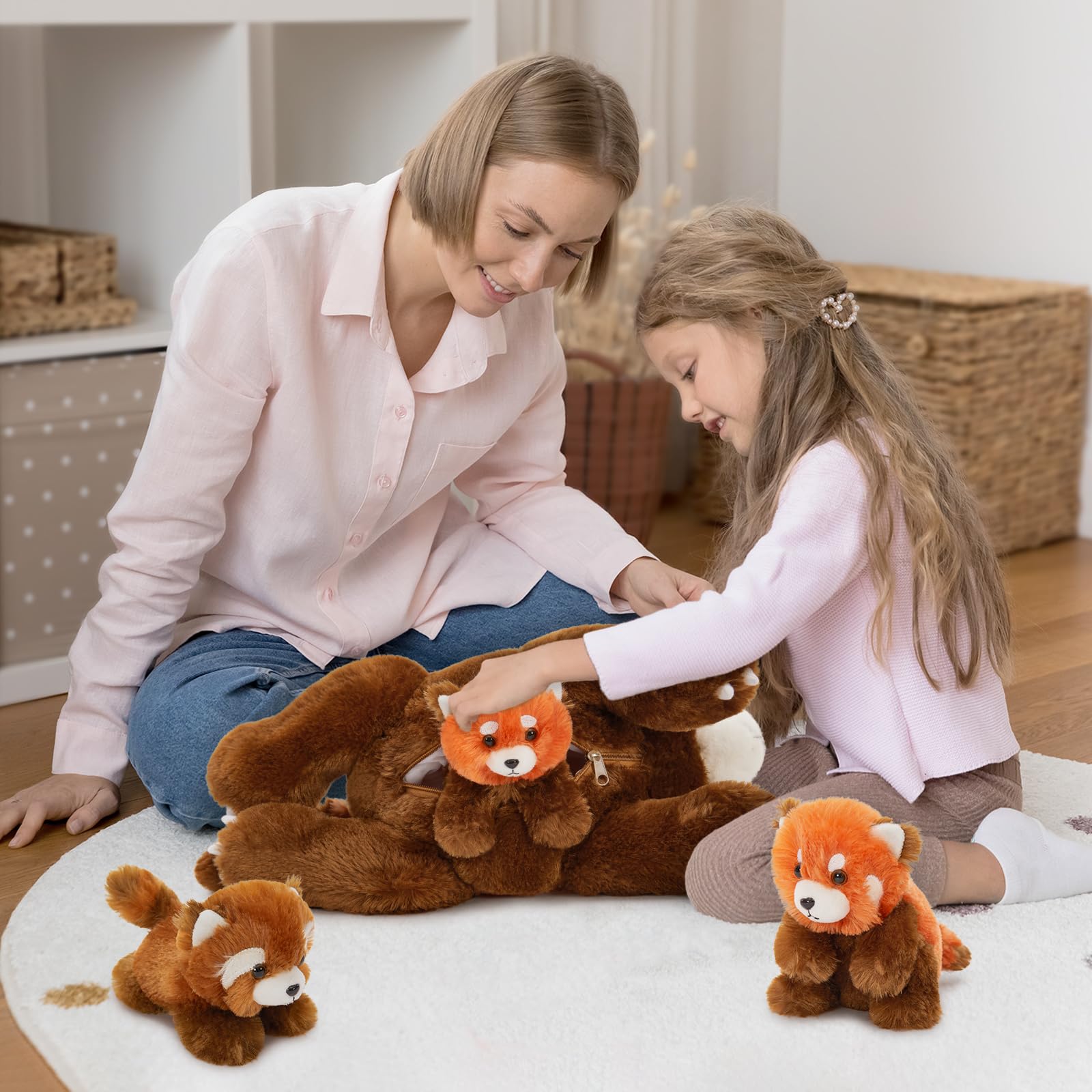 MorisMos Red Panda Plush Teddy with Babies inside, Realistic Cuddly Red Pandas Stuffed Animal Soft Toy, Kawaii Presents for Kids Girls Boys Birthday Party Decoration (45cm) — view 6