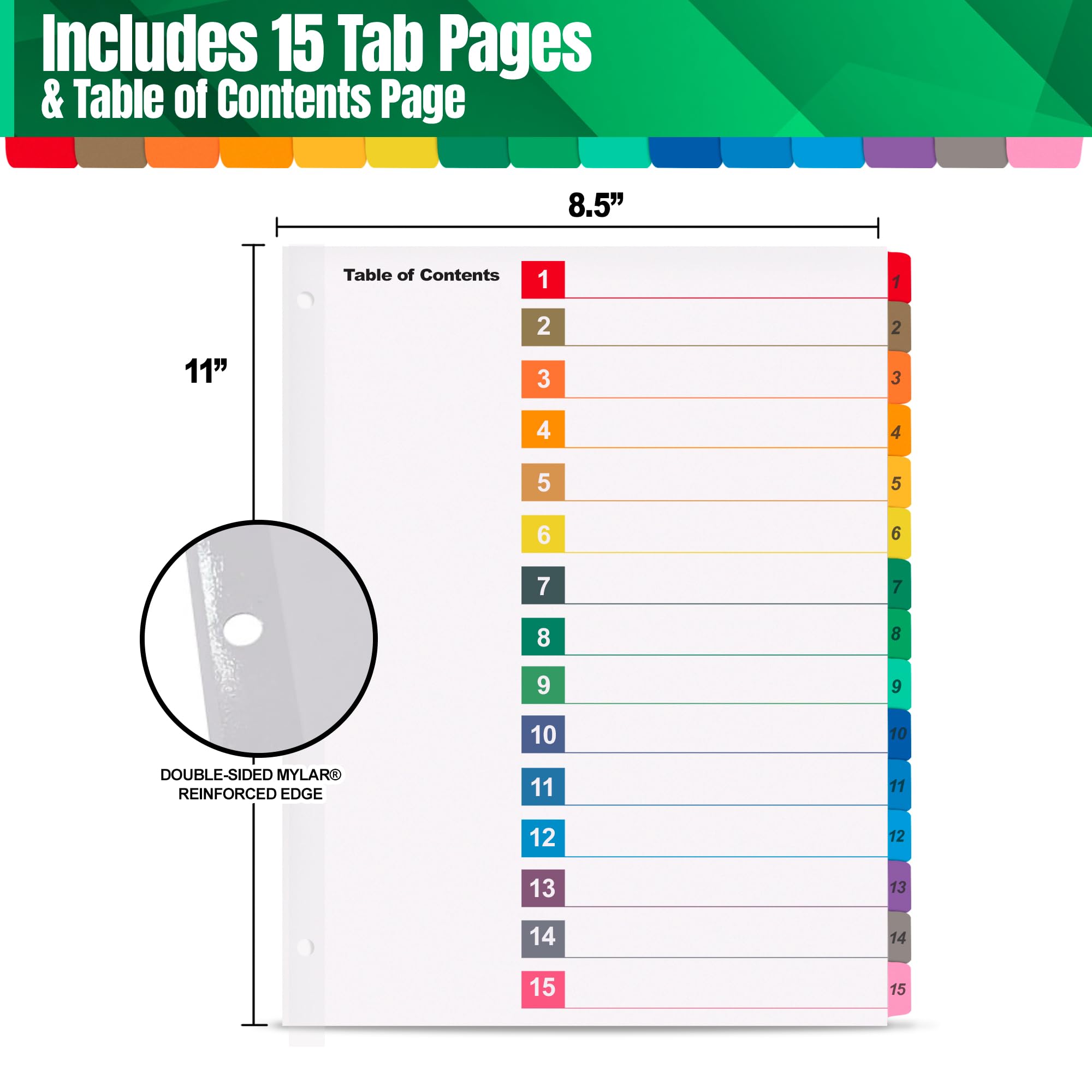 Snapklik.com : Tab Dividers For 3 Ring Binders 6 Sets, 115 Numbered ...