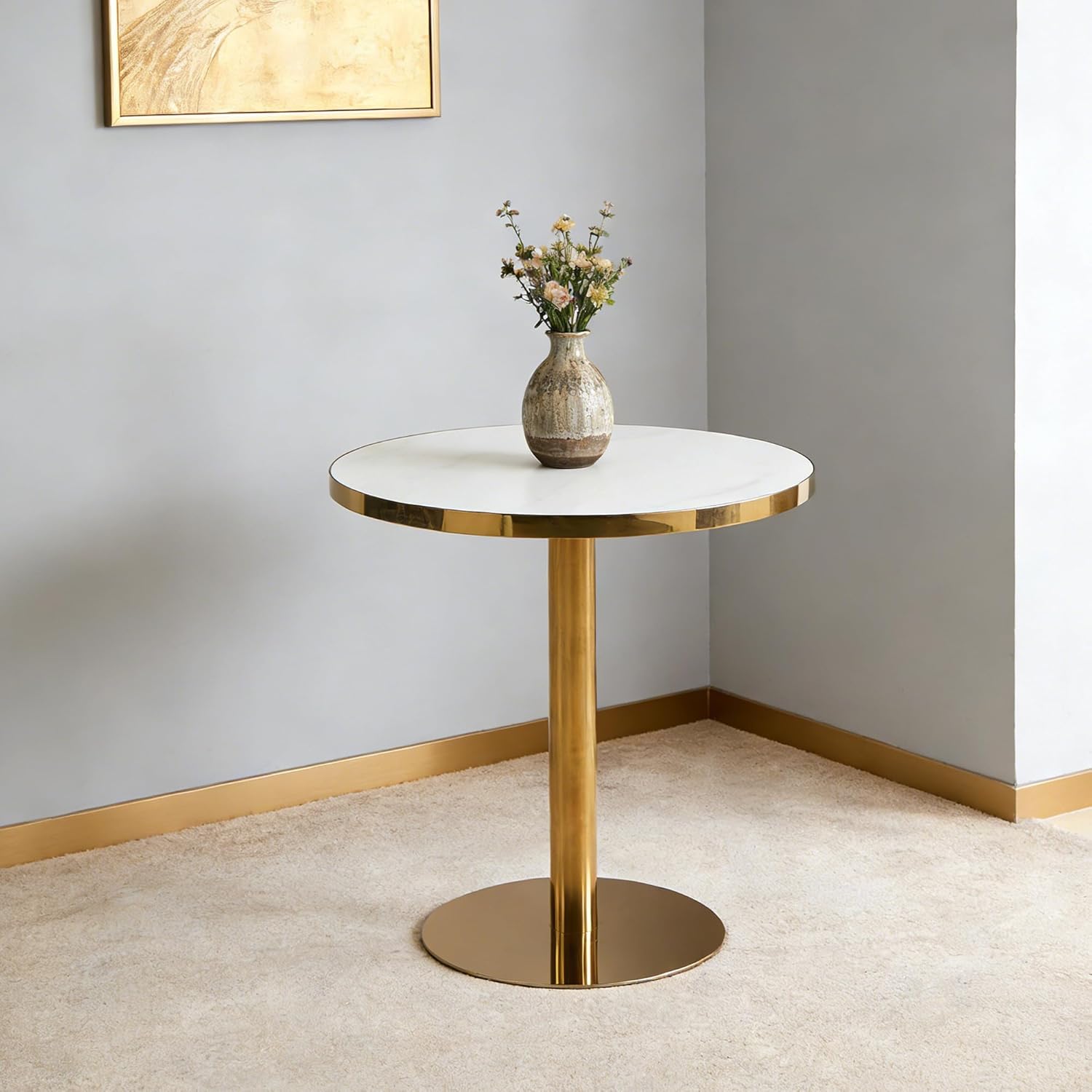 32" Mid-Century Modern Pedestal Table, Multi-Functional for 4-6 People Dining, Large Coffee Table with MDF Top, Universal for Living Room, Kitchen,Office,White