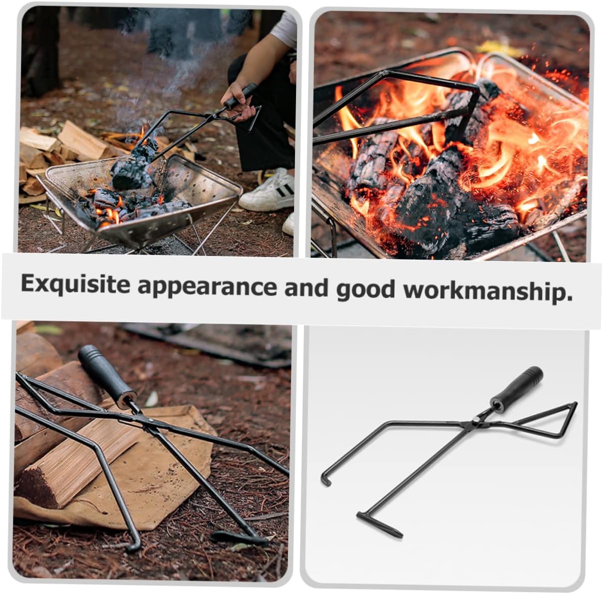 Totority 1pc Bbq Charcoal Tongs Handle Heavy Duty Fireplace Tool for Grilling Camping and Outdoor Cooking Fire Pit Clamp for Handling