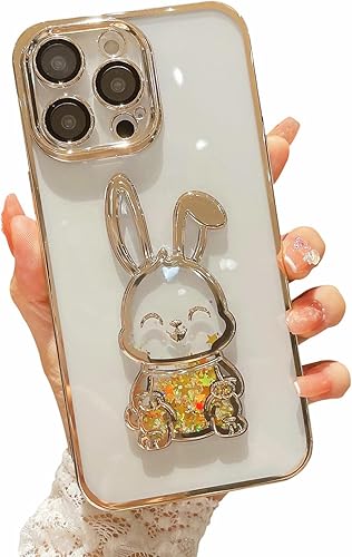 Funda compatible con iPhone 15 Pro Max con protector de lente de cámara para mujeres y niñas, de lujo, galvanizado, transparente, con purpurina