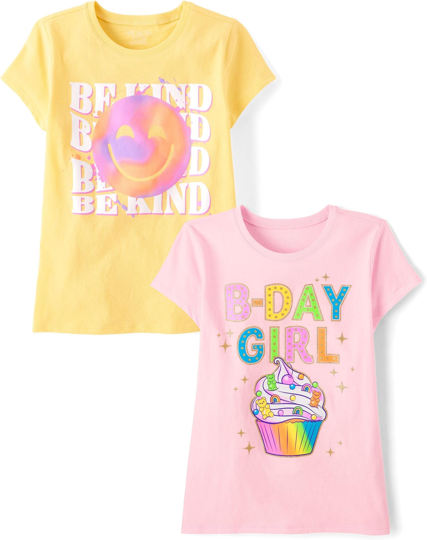 The Children's Place Girls All Holidays,Birthdays Short Sleeve Graphic T-Shirts,2 Pack