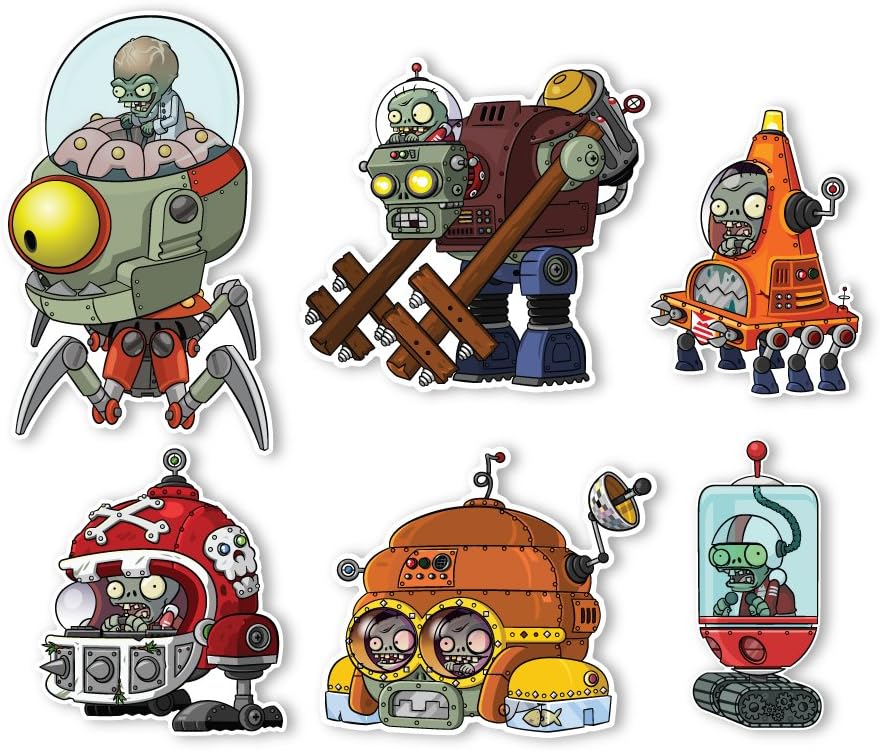 Plants vs. Zombies 2 Decals: Special Far Future Zombie Set II (Six Zombies 5 to 6 inches Longest Side)
