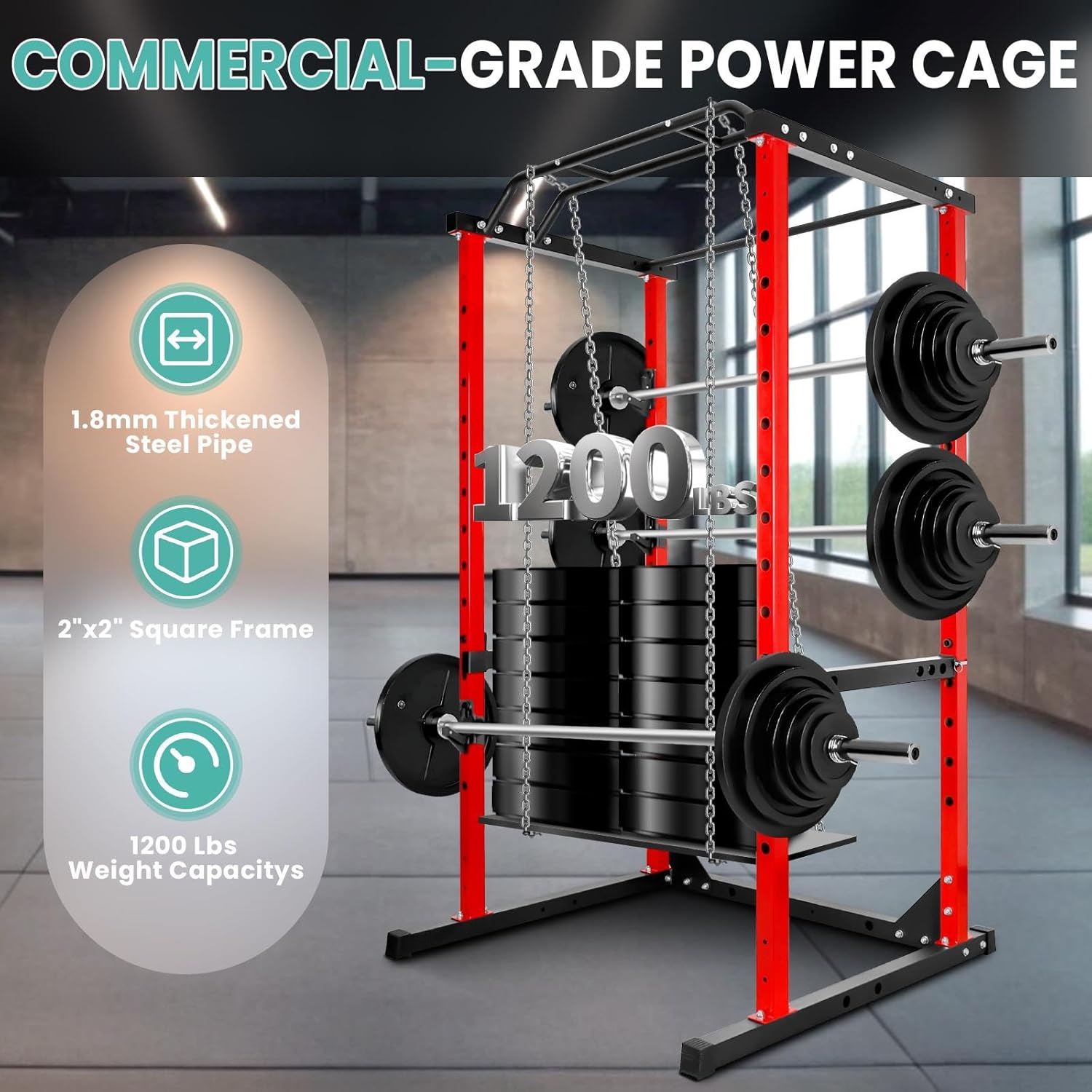 Generic Generic Smith Machine Power Cage – 1200 lbs Capacity with Safety Arms & Pull-Up Bar - Image 4