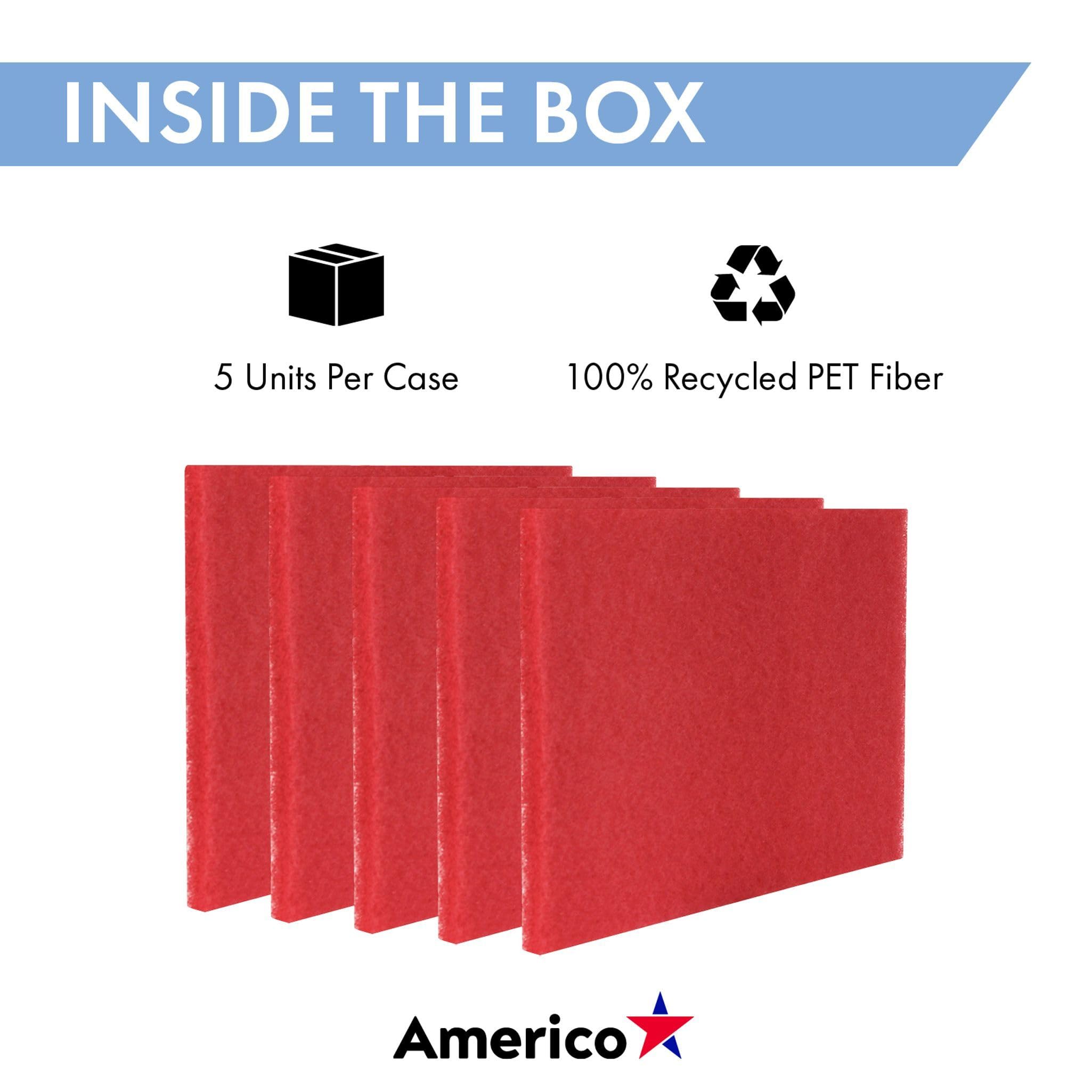 Americo fabricación 40441420 rojo pulido piso Pad Rectángulo (5 unidades), 14 "x 20"