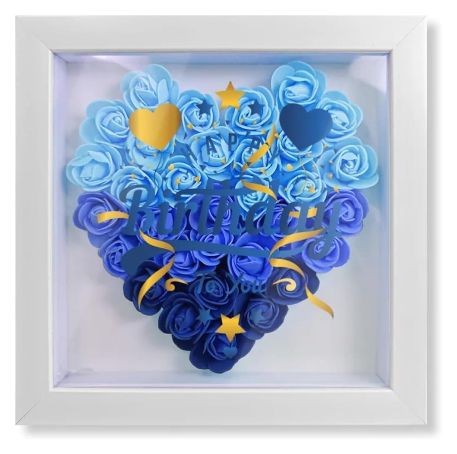 Marco tipo shadow box de caja sombra decorativo para fotos rosas regalo de mujeres
