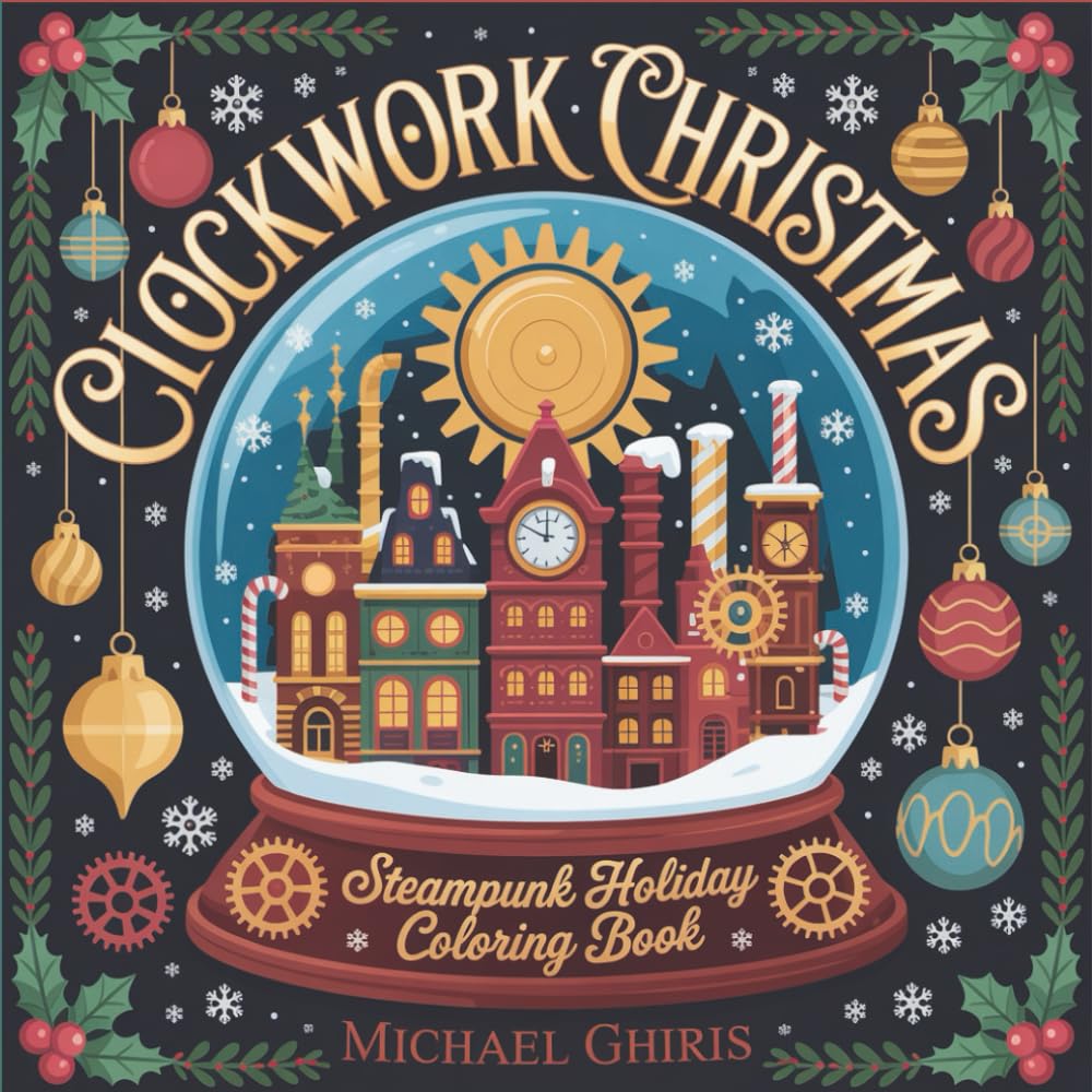 Clockwork Christmas: Steampunk Holiday Coloring Book for Adults | 50 Victorian Mechanical Designs with Gears, Robots & Festive Characters