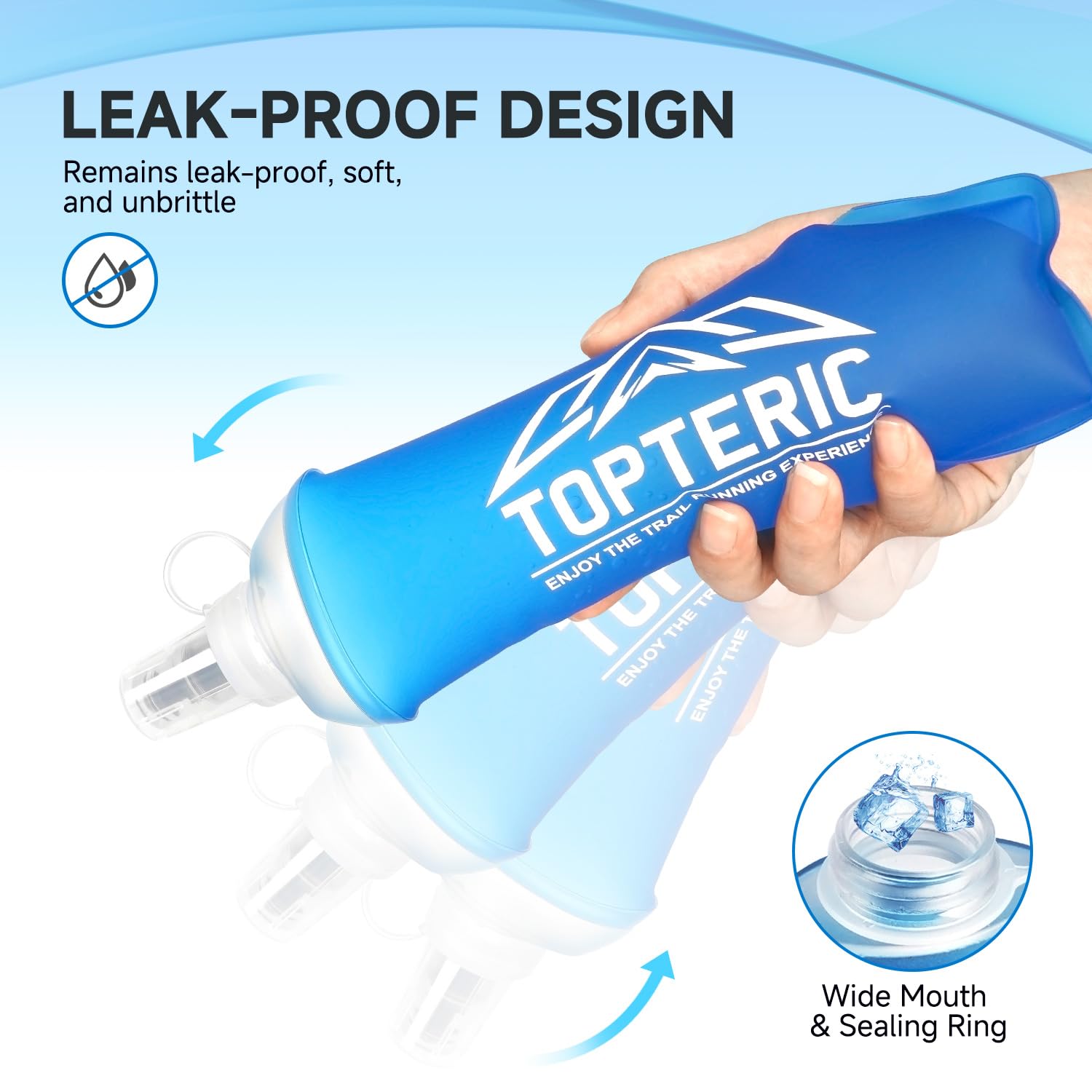 Botella de agua Trail Run, disfruta de la experiencia de trail running, azul (500 ml)