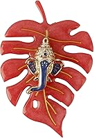 Vista 6 de SATVIK - 1 sartén de resina Patta Ganesh decorativo para colgar en la pared, pieza de exhibición Lord Ganesha en la hoja, decoración del hogar