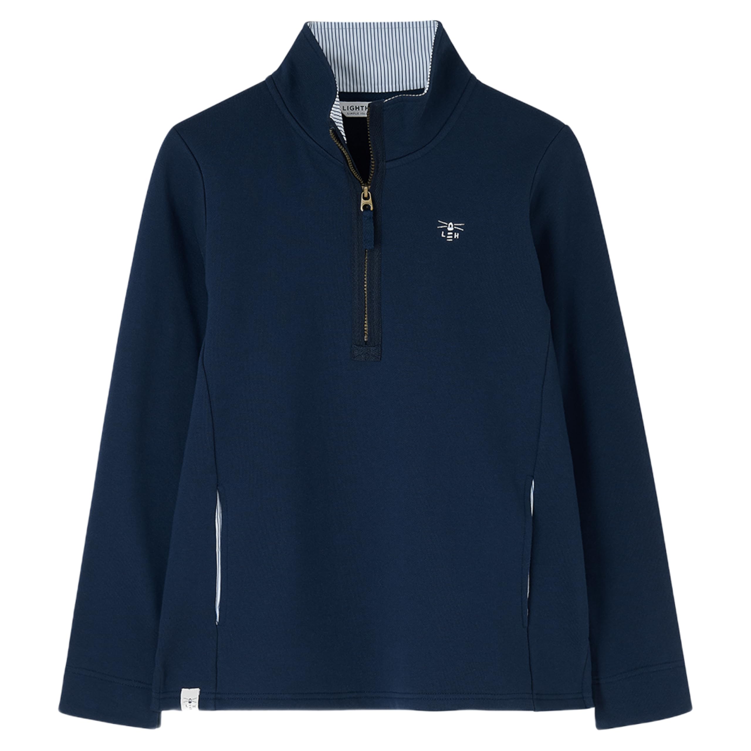 LightHouse Womens Shore Sweatshirt - Ladies Warm Half Zip Cotton Top - Navy - 14