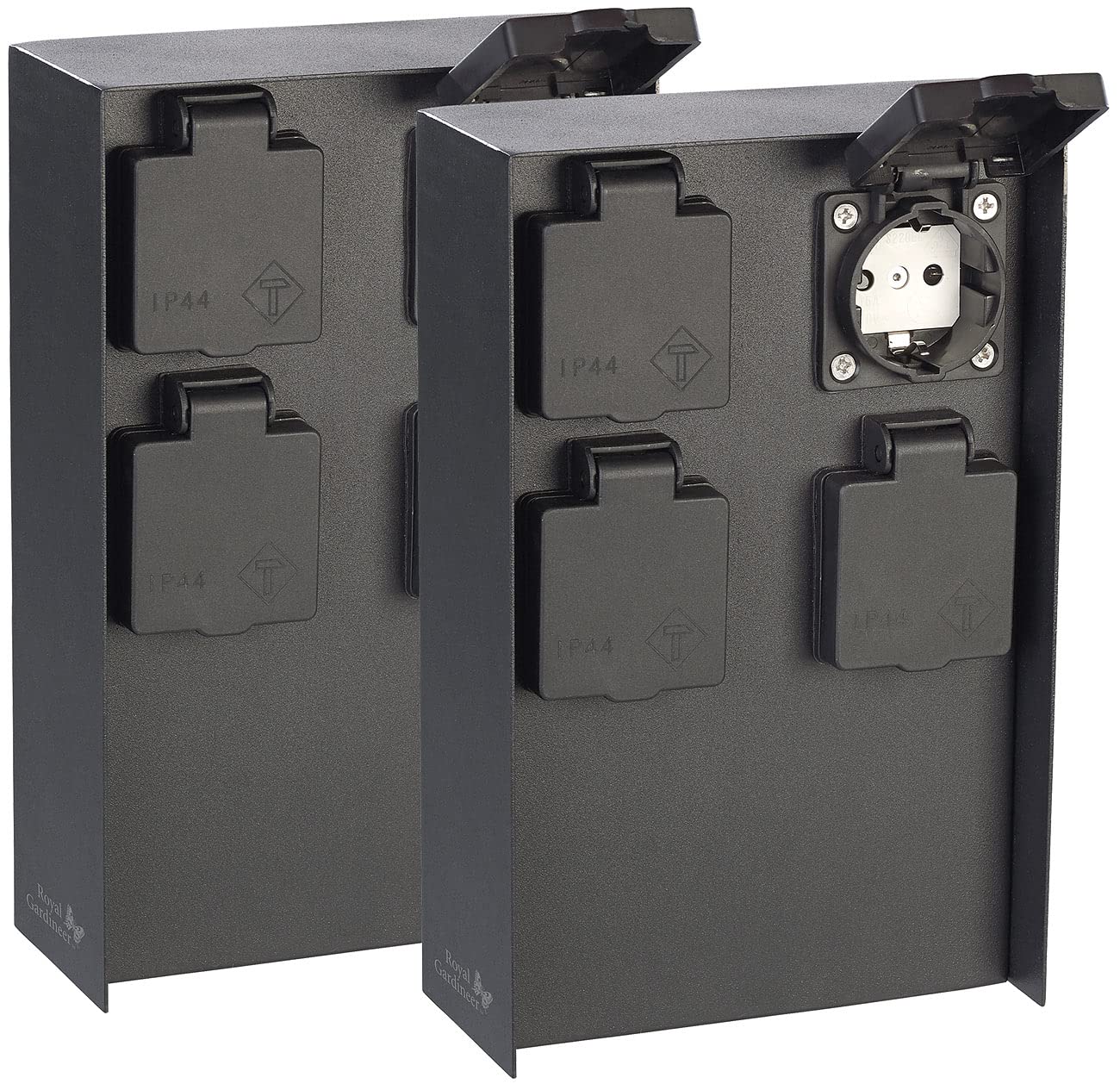 Multiprise de jardin Royal Gardineer bloc 4 prises en métal étanche pour alimenter vos outils