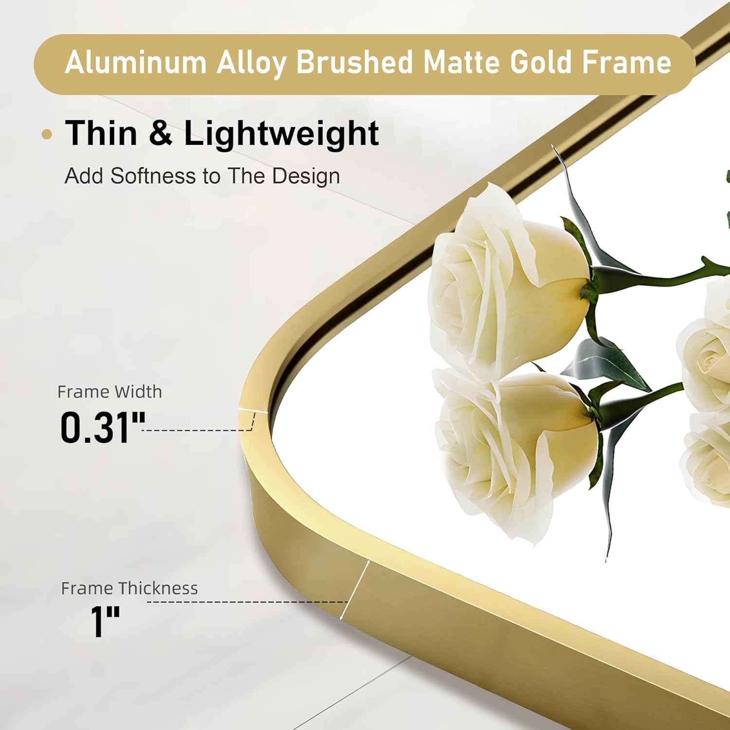 20x28 inch Brushed Matte Gold Vanity Mirror, Rectangle Bathroom Mirrors for Over Sink,Anti-Rust Frame & Tempered Glass,Wall Mounted Vertical or Horizontal