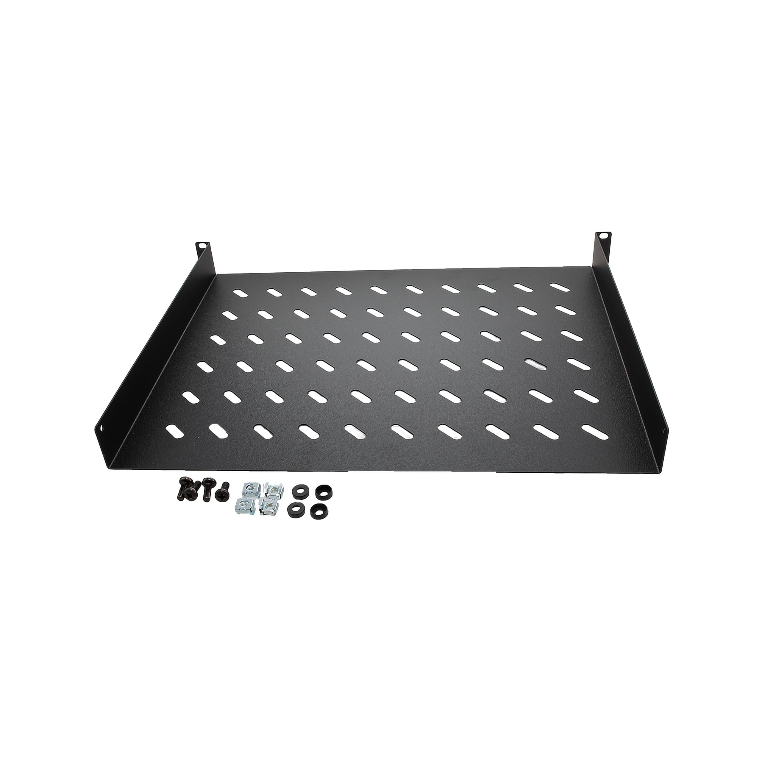 NavePoint 1U Rack Shelves - Black, Ventilated -2