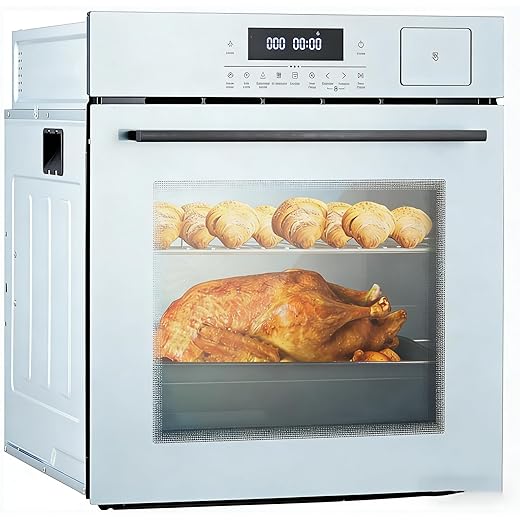 Single Wall Oven 24" Built-in Electric Ovens with 10 Functions, 3000W, 240V, 2.5Cu.f Convection Wall Oven in Stainless Steel, Touch Control, Timer, Safety Lock, ETL Certified