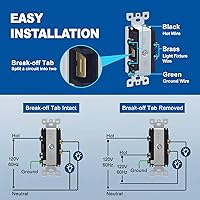 Vista 6 de CML Interruptor de Luz Decorativo de Doble Balancín, Interruptor de Pared de Paleta de Polo Simple Dual, Interruptor Eléctrico de Encendido/Apagado