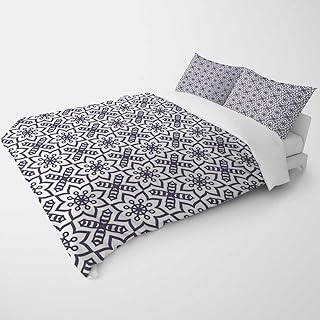 YANFENQI King Size Luxury Duvet Cover Light Color Geometry Lattice Line Modern Country Bedding for Kids Teens Adults (King,104