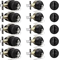 Vista 12 de Probrico Juego de pomo redondo para puerta de entrada y cerrojo de cilindro único, bronce aceitado, paquete de 1