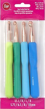 Boye 40-40045 Metal Ergonomic Crochet Hook Set for Medium and Bulky Weight Yarn, Sizes J/K/L/N, Multicolor, 4pcs