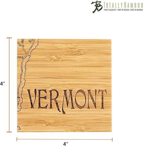 Miniatura 8 de Totally Bamboo Vermont State Puzzle - Juego de posavasos de bambú de 4 piezas con estuche