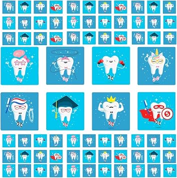 120PCS Dental Stickers - Tooth & Teeth Hygiene Sticker Set for Kids, Dental Education, Brush Your Teeth Stickers, Dentist & I Lost a Tooth Rewards and Prizes