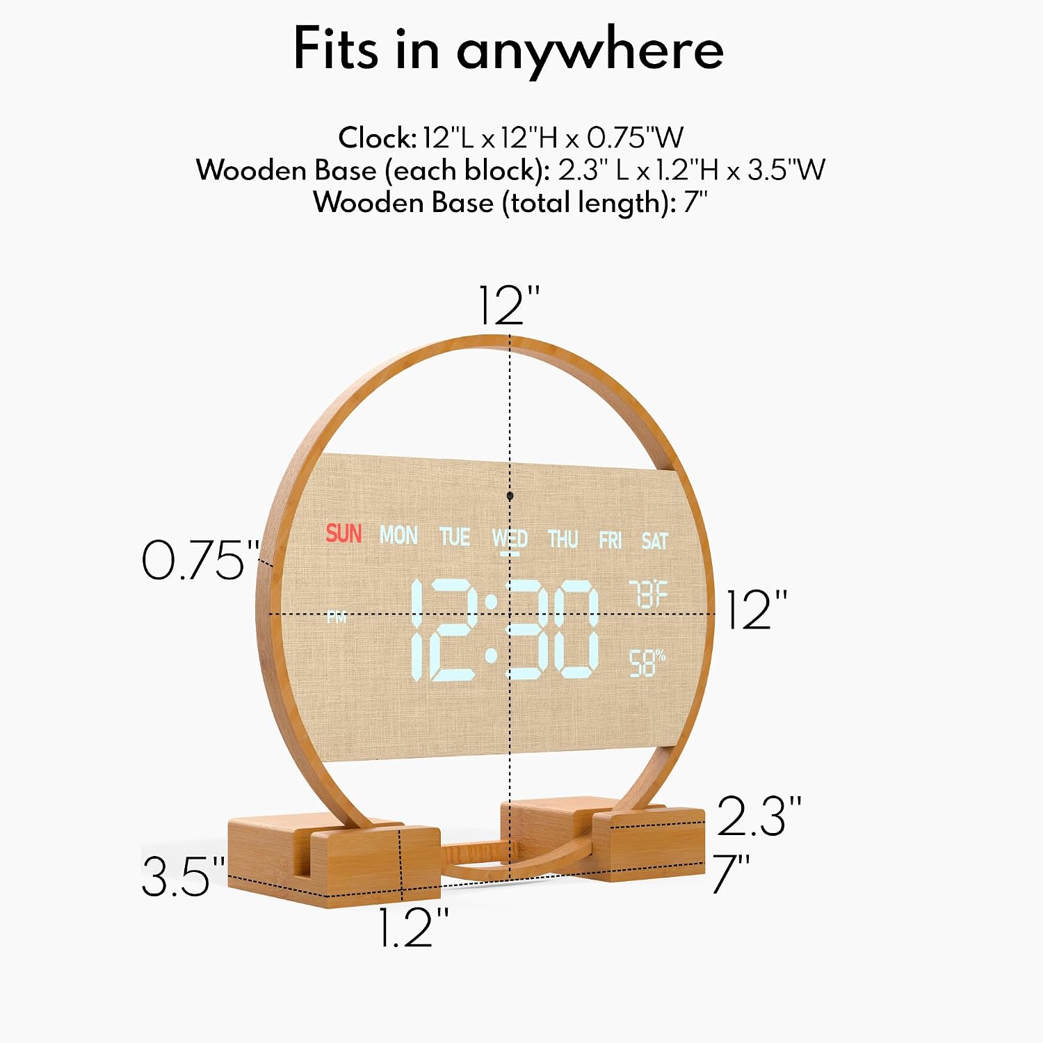 Driini clock with labeled display features