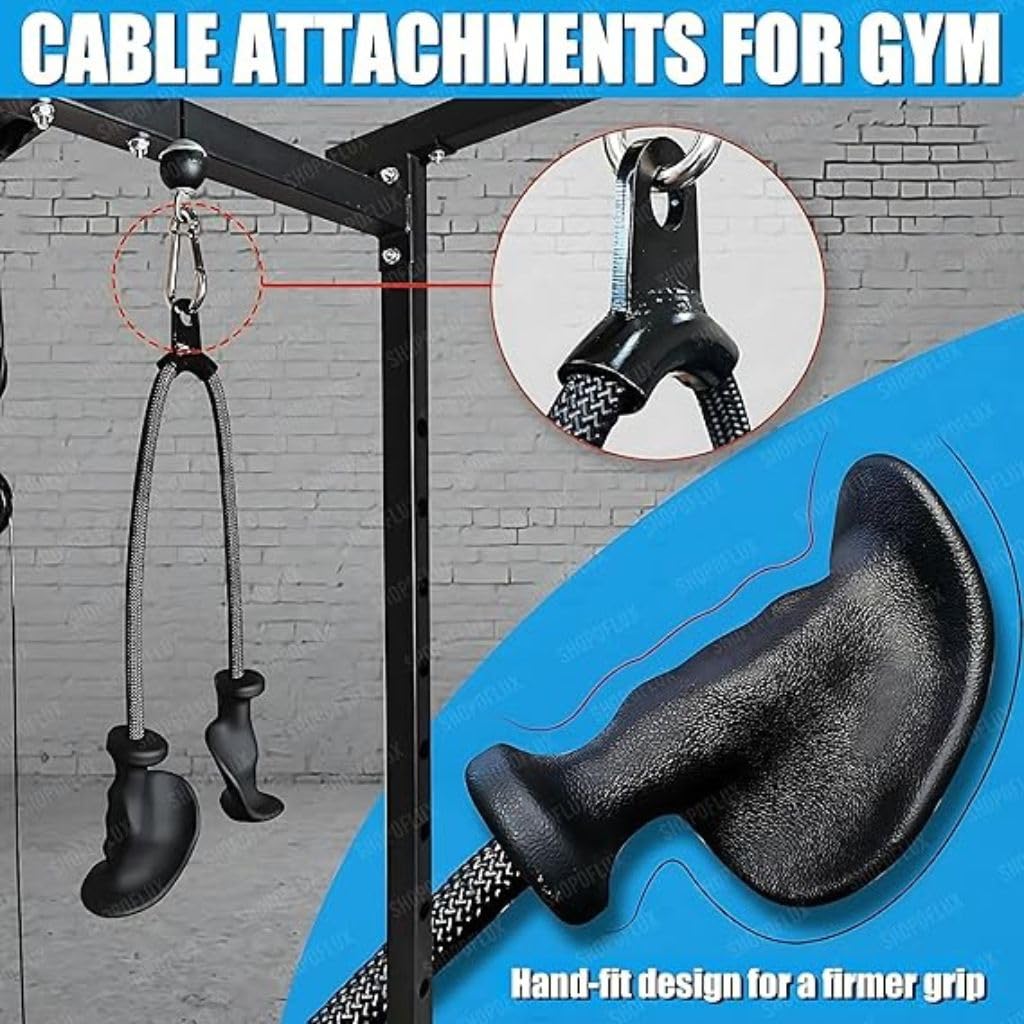 Buy Now Ergonomic Tricep Rope Pull Down Attachment, Black-Blue, 100C...