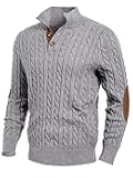 JMIERR Men's Cable Knit Pullover Sweater Casual Long Sleeve Stand Collar Button Knitted Sweaters