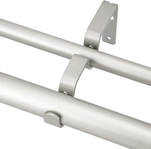 Miniatura 10 de eTeckram Barra de cortina doble de 1 pulgada con remates grandes, dorado, 48-84 pulgadas