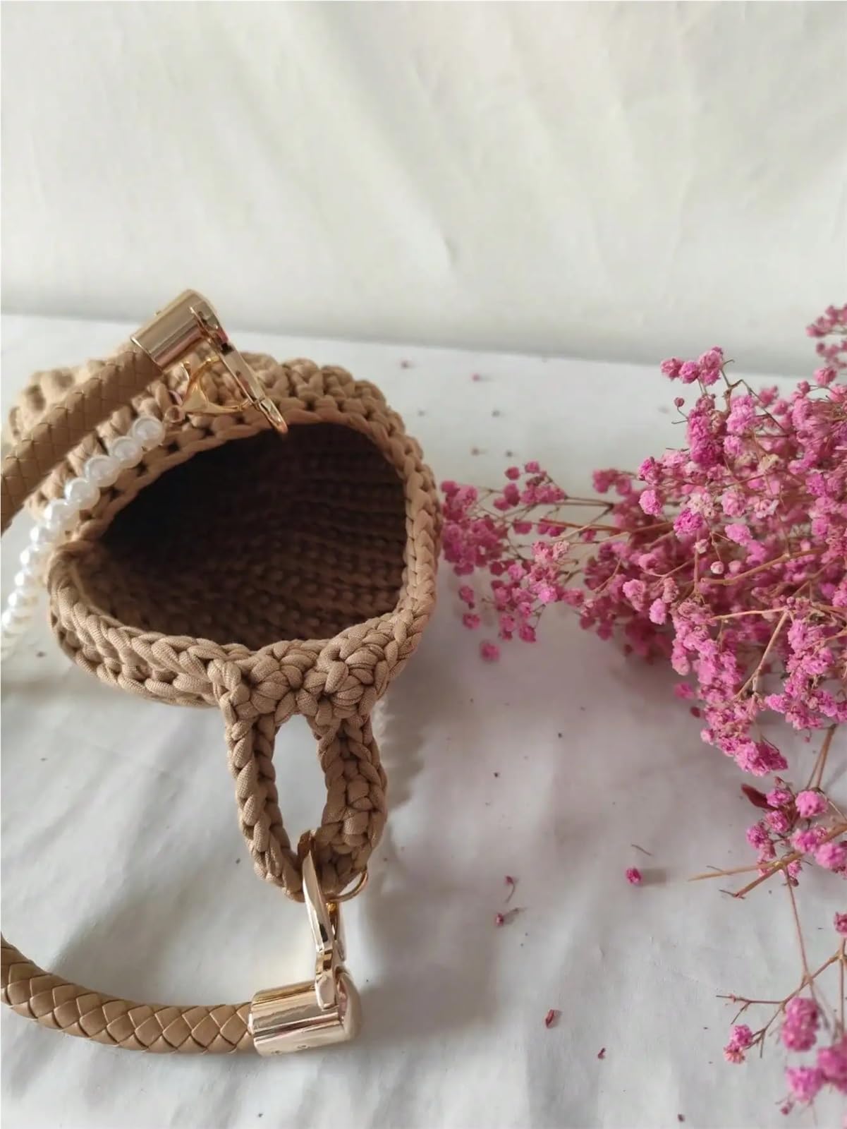 Bolso Crochet Bolso bandolera de concha de mar tejido a mano en color puro