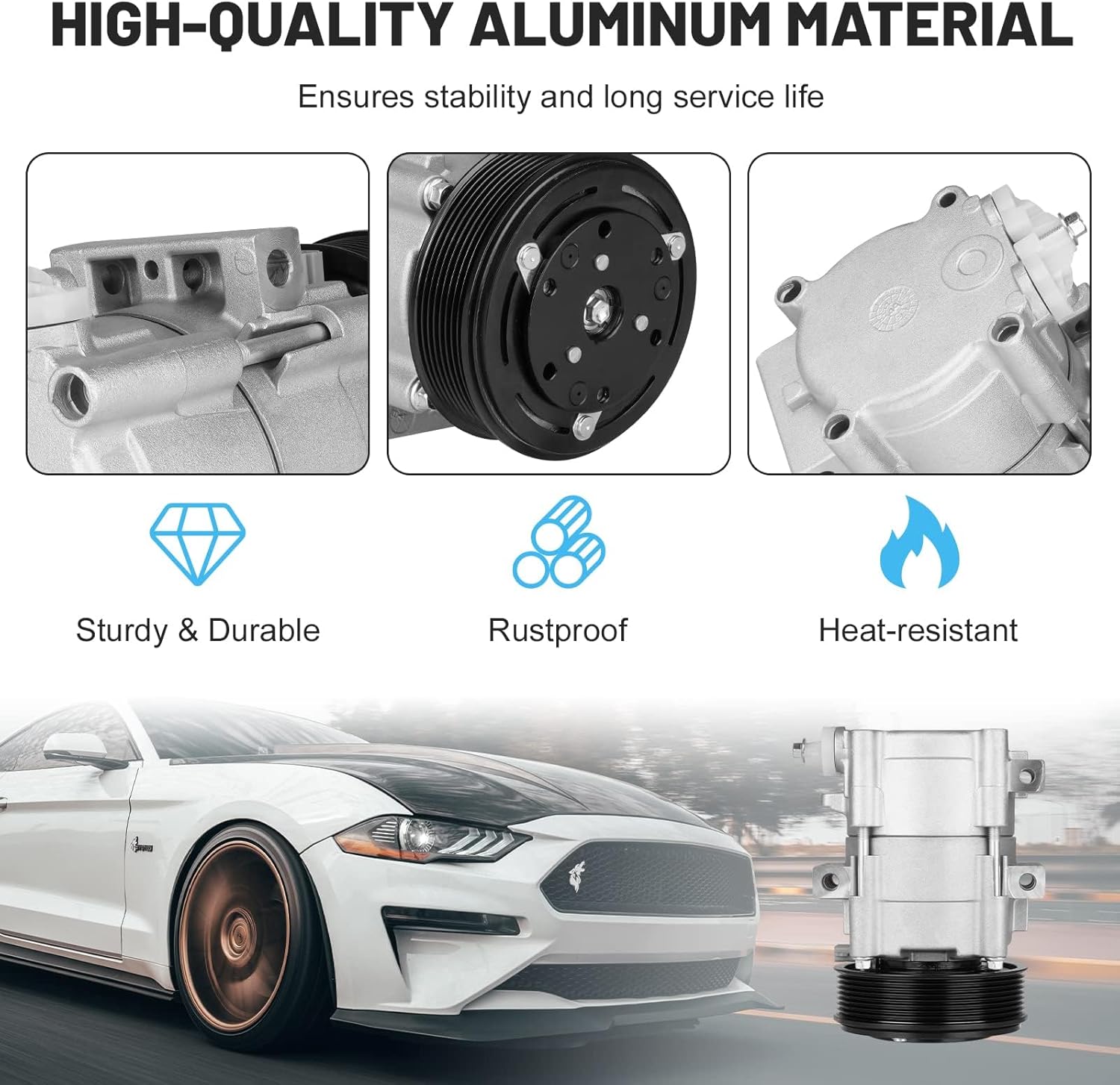 New AC Air Condition Compressor w/Clutch for Ford F150 1997-2001 4.6L 5.4L, 1997-1999 for F250 F350 4.6L 5.4L,1999-2007 for F250 F350 Super Duty 5.4 6.0L 6.8L, 2002 for Lincoln Blackwood