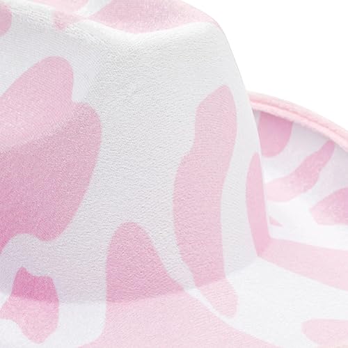 Miniatura 6 de Zodaca Sombreros de vaquero para mujeres y hombres, talla única, sombrero de vaquera con estampado de vaca rosa, espuma EVA suave y terciopelo,