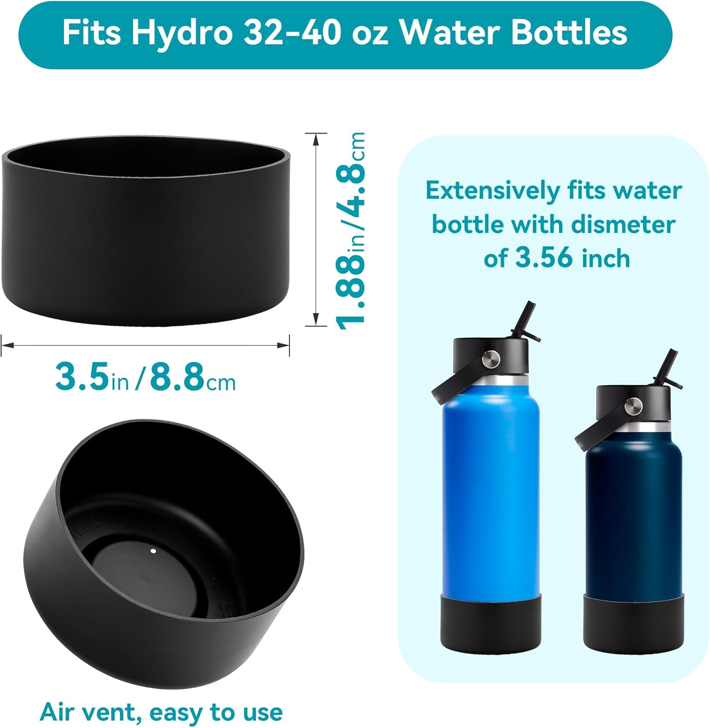Silicone Sleeve Boot for 32oz 40oz Hydro Flask, Wide Mouth Water Bottle Boot Bottom Base for Hydro Flask 32oz 40oz Only
